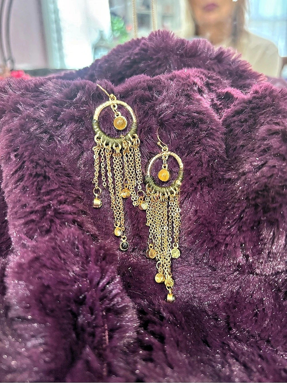 Gold Fringe Drop Earrings